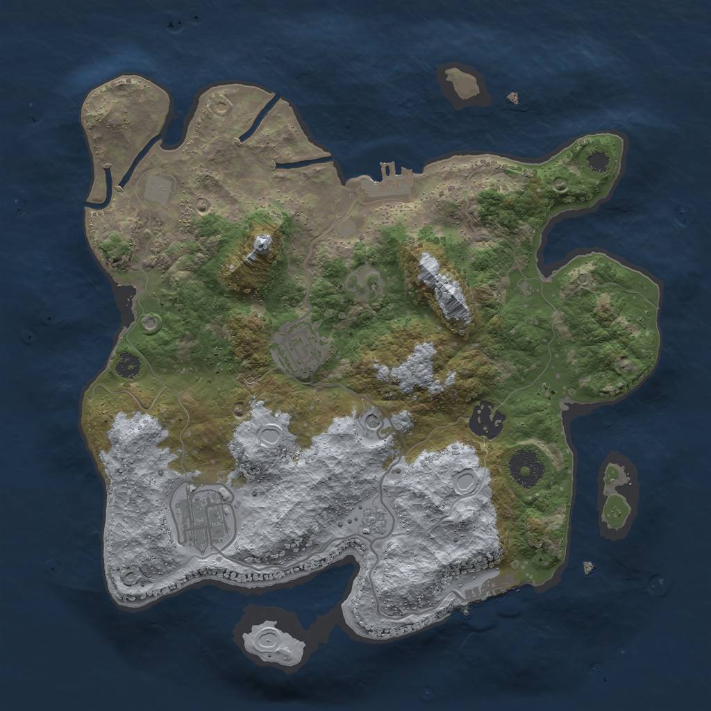 Rust Map: Procedural Map, Size: 3000, Seed: 11989772, 12 Monuments