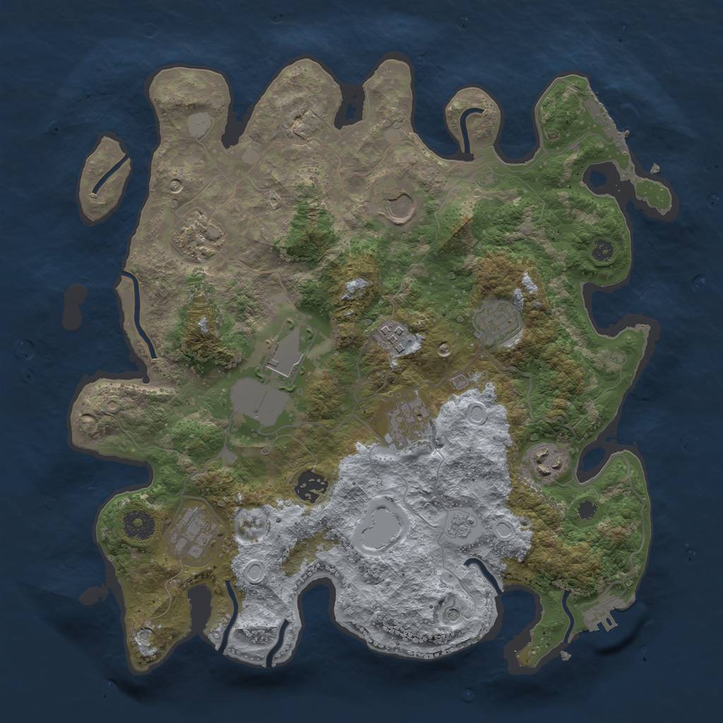 Rust Map: Procedural Map, Size: 3500, Seed: 1122044916, 18 Monuments