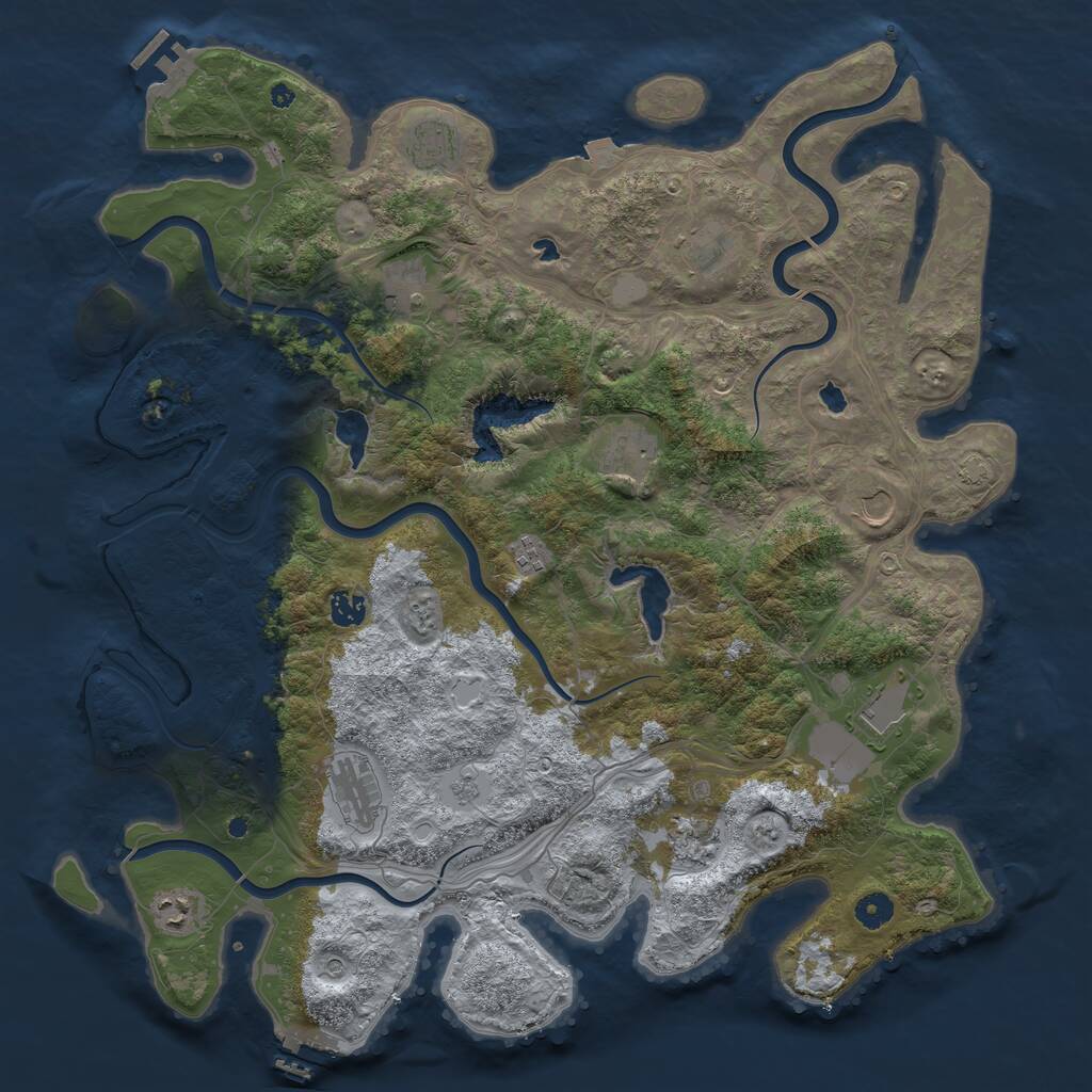Rust Map: Procedural Map, Size: 4500, Seed: 811287931, 17 Monuments