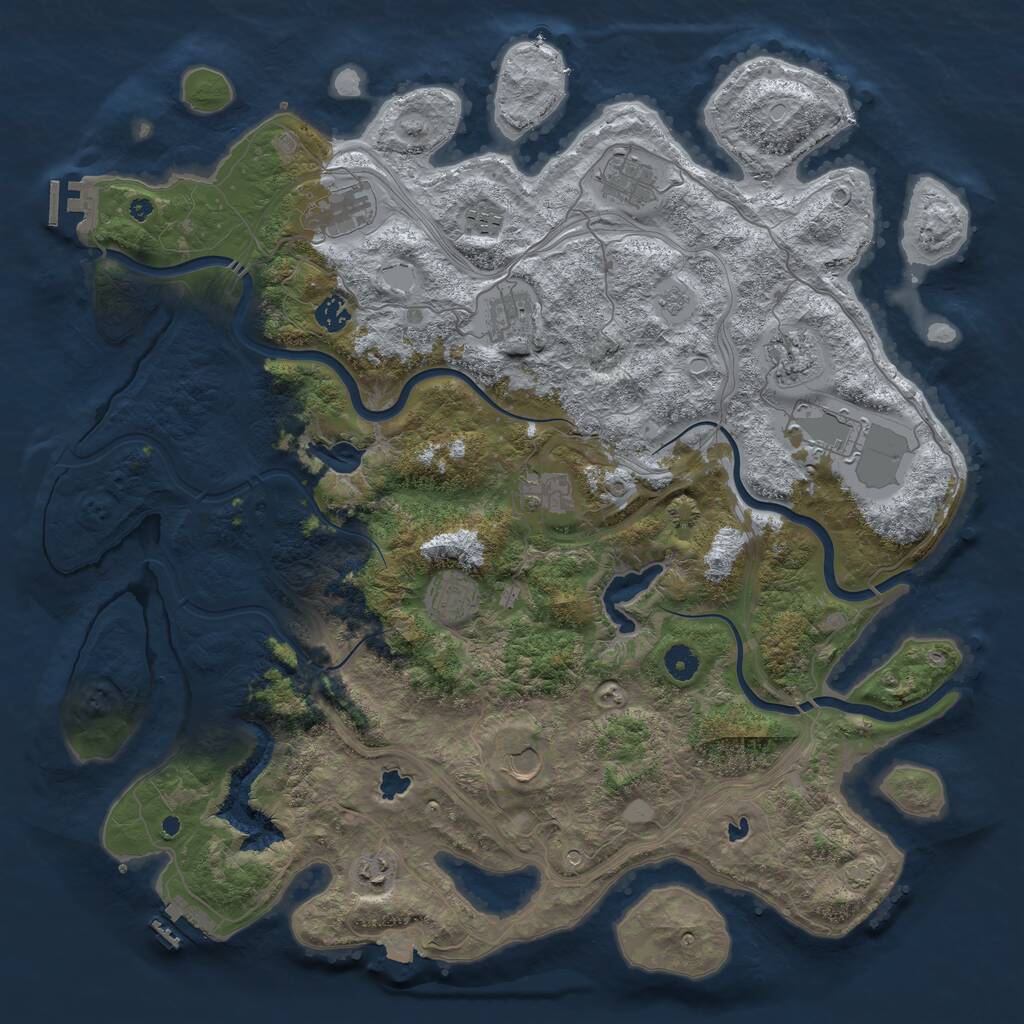 Rust Map: Procedural Map, Size: 4500, Seed: 1728126657, 17 Monuments