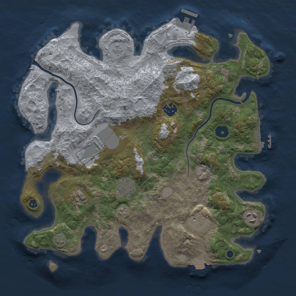 Rust Map: Procedural Map, Size: 3500, Seed: 1881544174, 13 Monuments