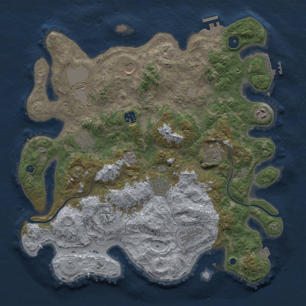 Rust Map: Procedural Map, Size: 3900, Seed: 86314226, 16 Monuments