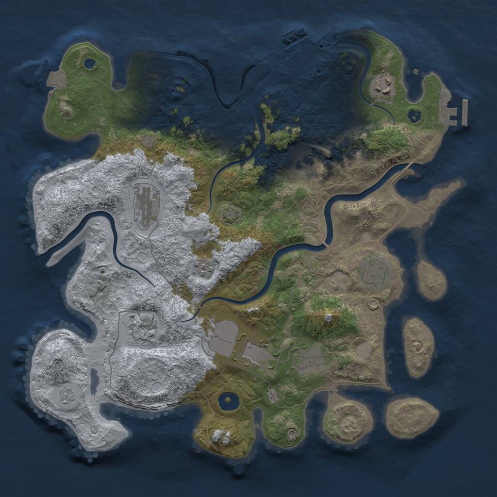 Rust Map: Procedural Map, Size: 3700, Seed: 2035103470, 14 Monuments