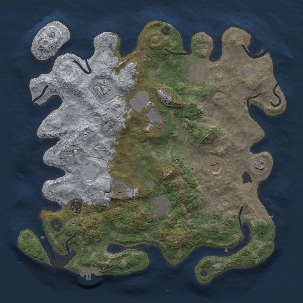 Rust Map: Procedural Map, Size: 3750, Seed: 375819478, 18 Monuments