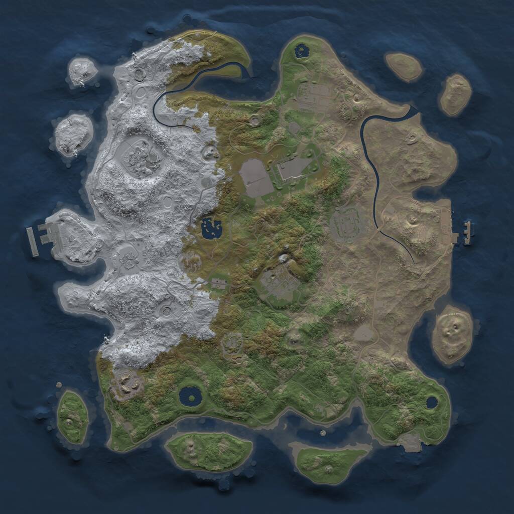 Rust Map: Procedural Map, Size: 3500, Seed: 1677448619, 13 Monuments