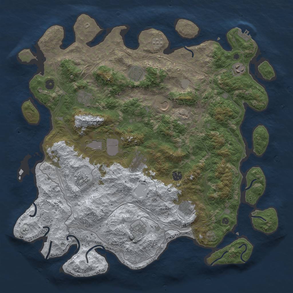 Rust Map: Procedural Map, Size: 4500, Seed: 2073121735, 19 Monuments