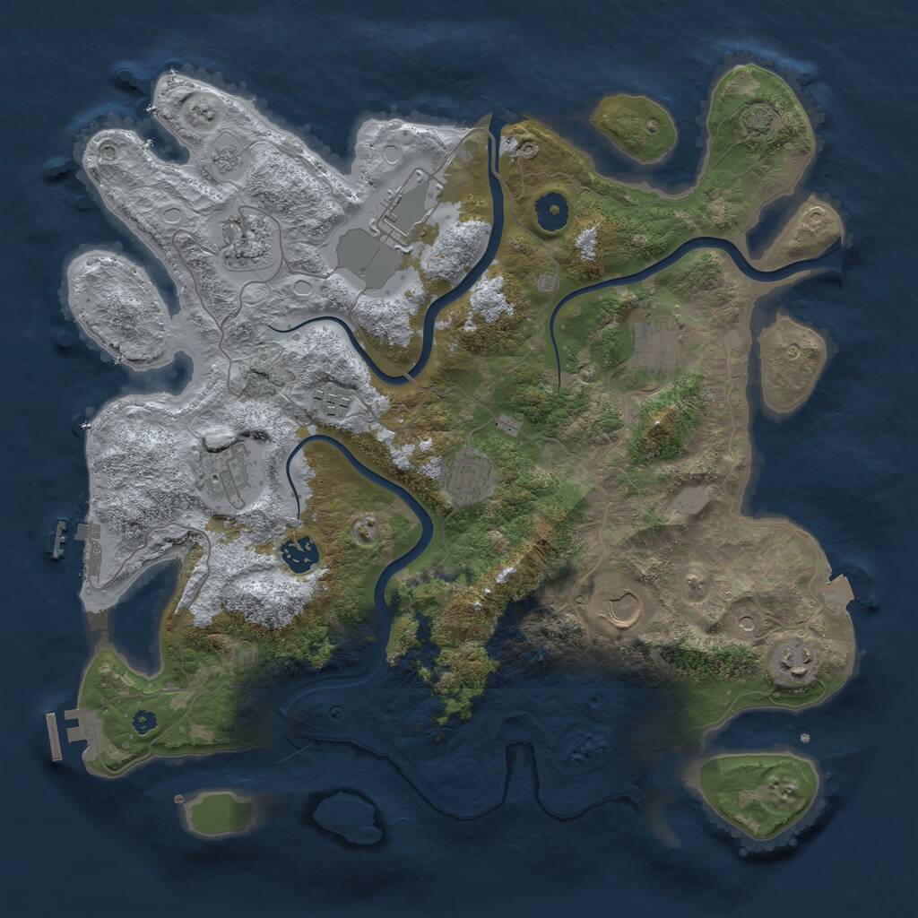 Rust Map: Procedural Map, Size: 3850, Seed: 634849833, 15 Monuments