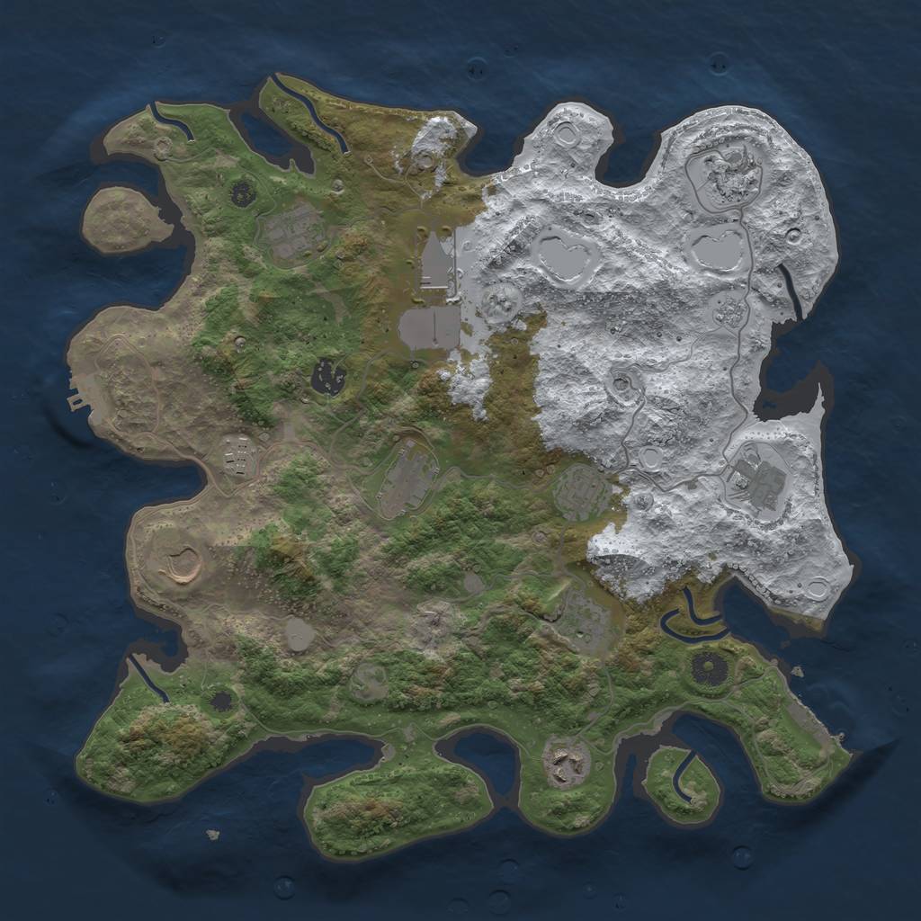 Rust Map: Procedural Map, Size: 3850, Seed: 43356601, 20 Monuments
