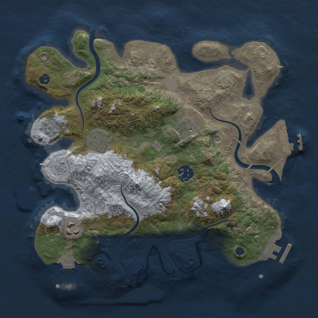 Rust Map: Procedural Map, Size: 3000, Seed: 1312071583, 11 Monuments