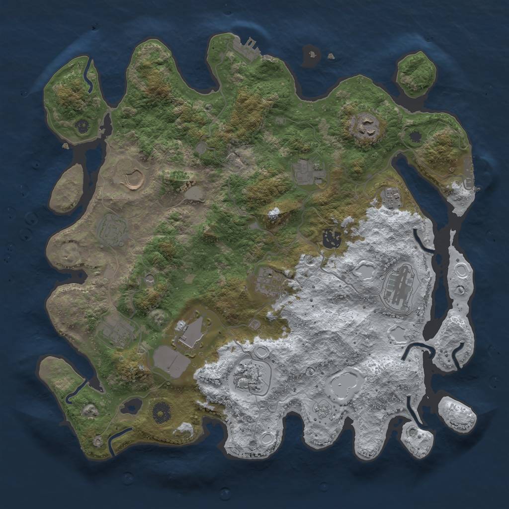 Rust Map: Procedural Map, Size: 3800, Seed: 772981884, 20 Monuments