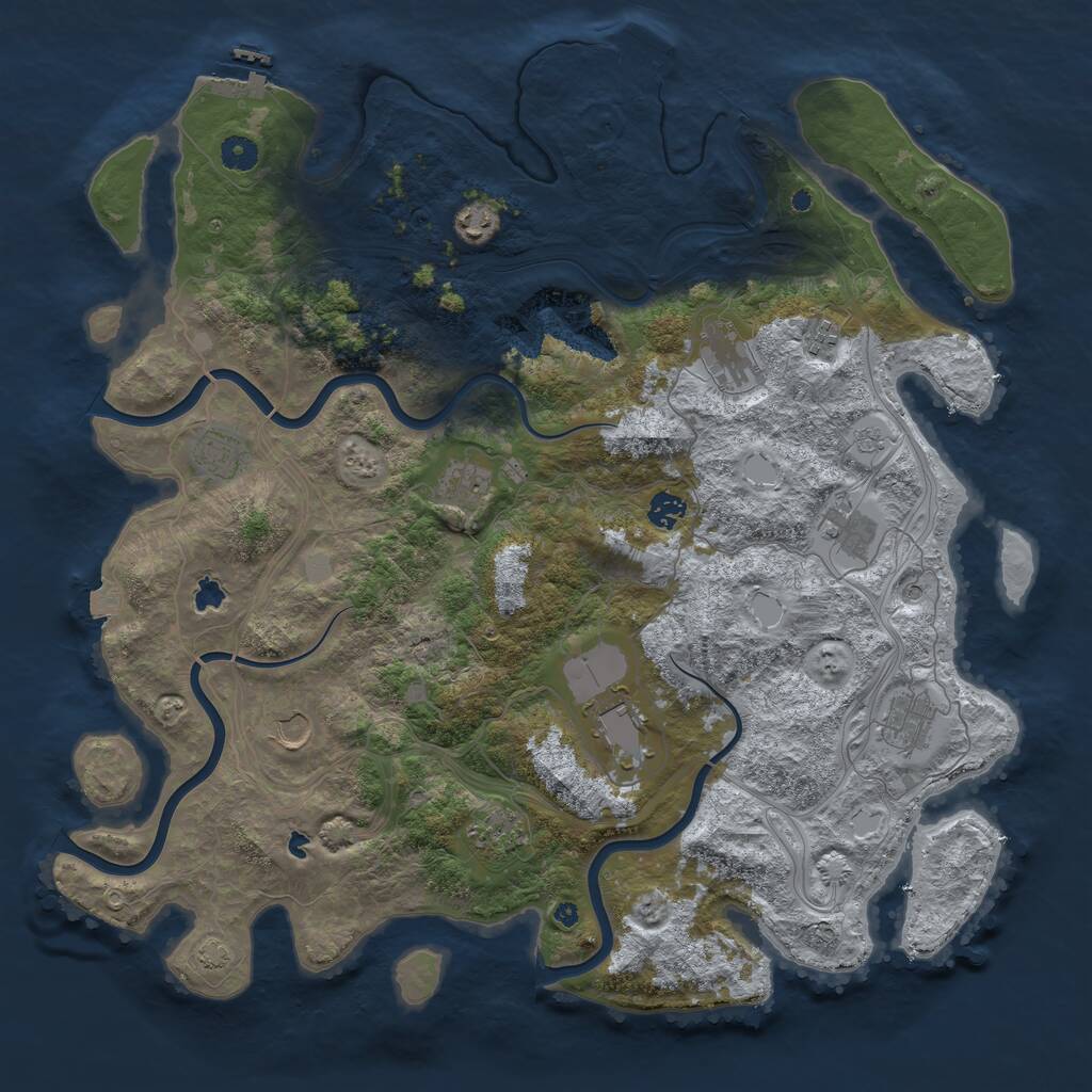 Rust Map: Procedural Map, Size: 4500, Seed: 172816657, 17 Monuments