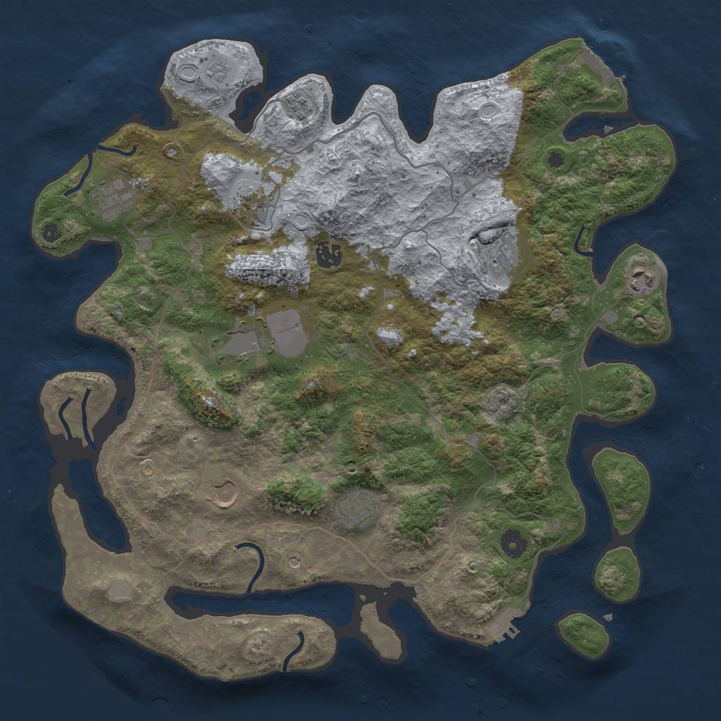 Rust Map: Procedural Map, Size: 4000, Seed: 288064928, 18 Monuments