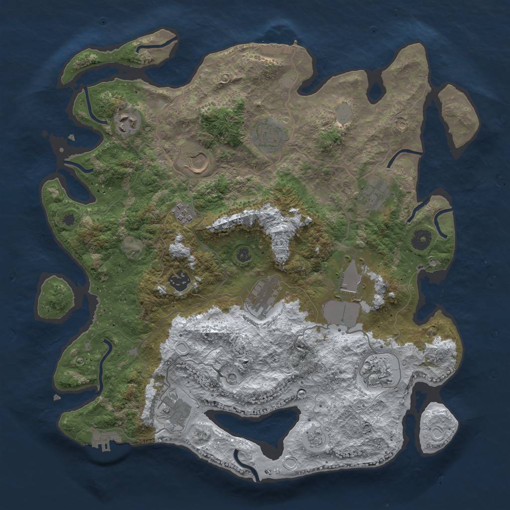 Rust Map: Procedural Map, Size: 3750, Seed: 528635810, 19 Monuments