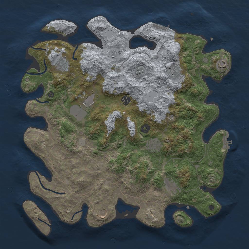 Rust Map: Procedural Map, Size: 4000, Seed: 674532, 18 Monuments