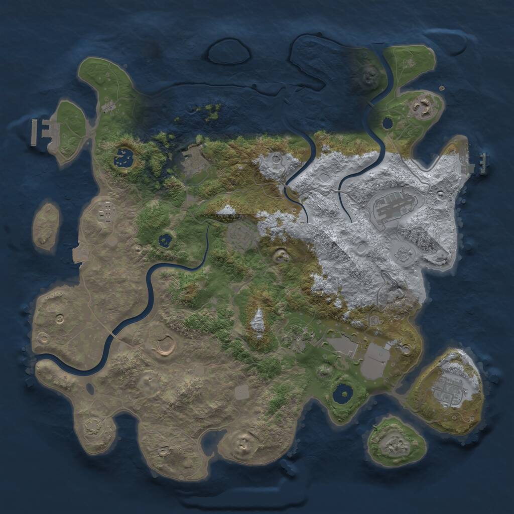 Rust Map: Procedural Map, Size: 3900, Seed: 589365, 16 Monuments