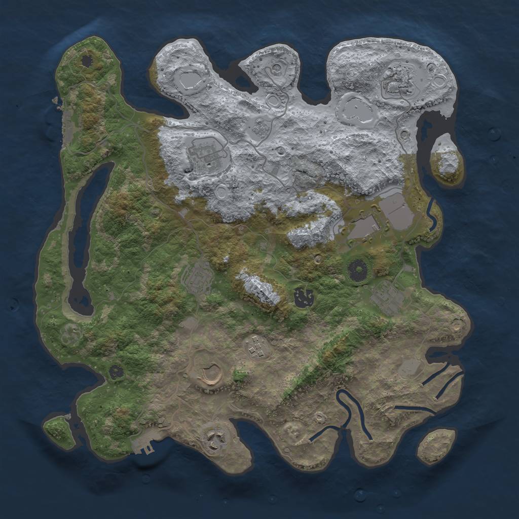 Rust Map: Procedural Map, Size: 3700, Seed: 489426145, 18 Monuments
