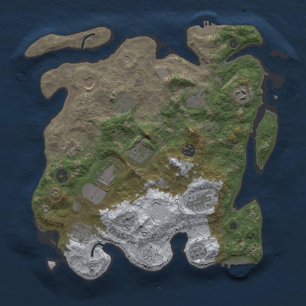 Rust Map: Procedural Map, Size: 3500, Seed: 1445794467, 20 Monuments