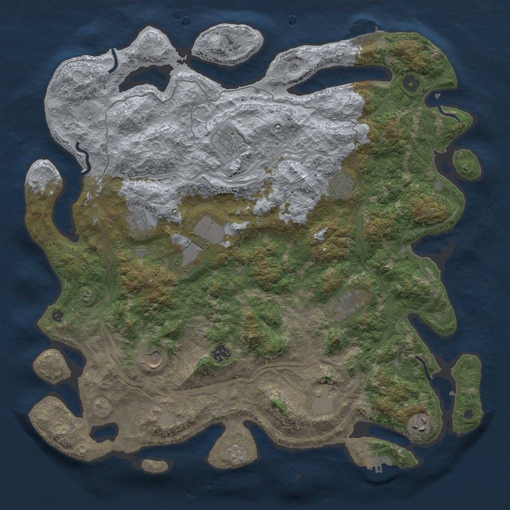 Rust Map: Procedural Map, Size: 4500, Seed: 1394366635, 17 Monuments