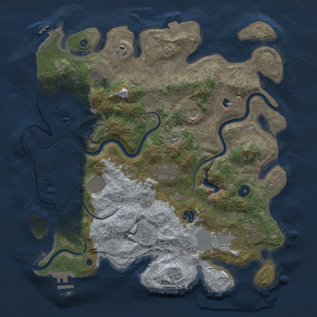Rust Map: Procedural Map, Size: 4000, Seed: 65748, 16 Monuments