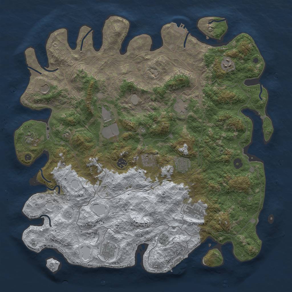 Rust Map: Procedural Map, Size: 4500, Seed: 787629629, 20 Monuments