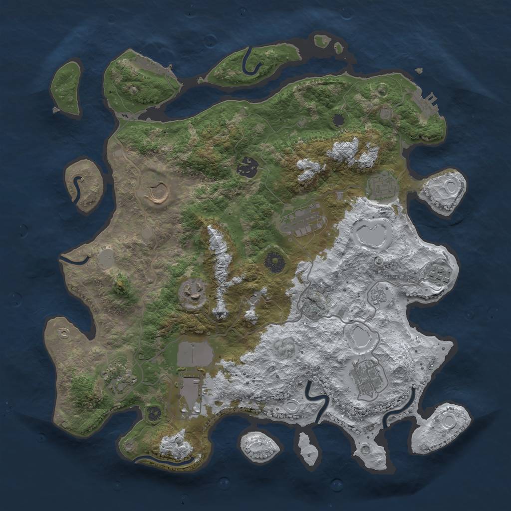 Rust Map: Procedural Map, Size: 3700, Seed: 1487419837, 18 Monuments