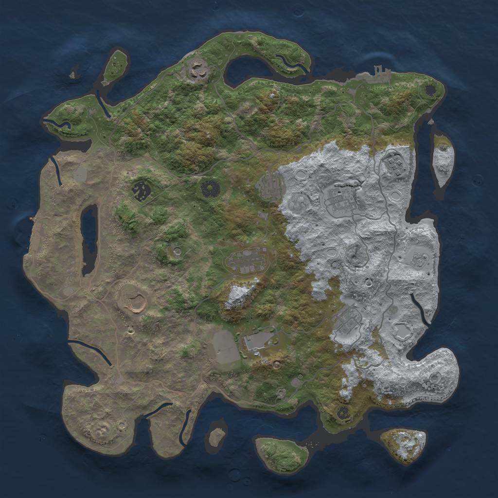 Rust Map: Procedural Map, Size: 4000, Seed: 4119, 18 Monuments