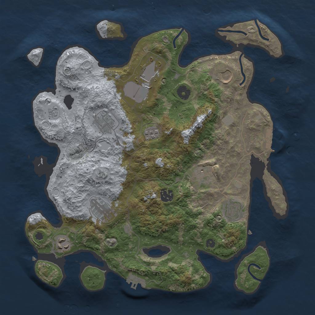 Rust Map: Procedural Map, Size: 3500, Seed: 2108422680, 17 Monuments
