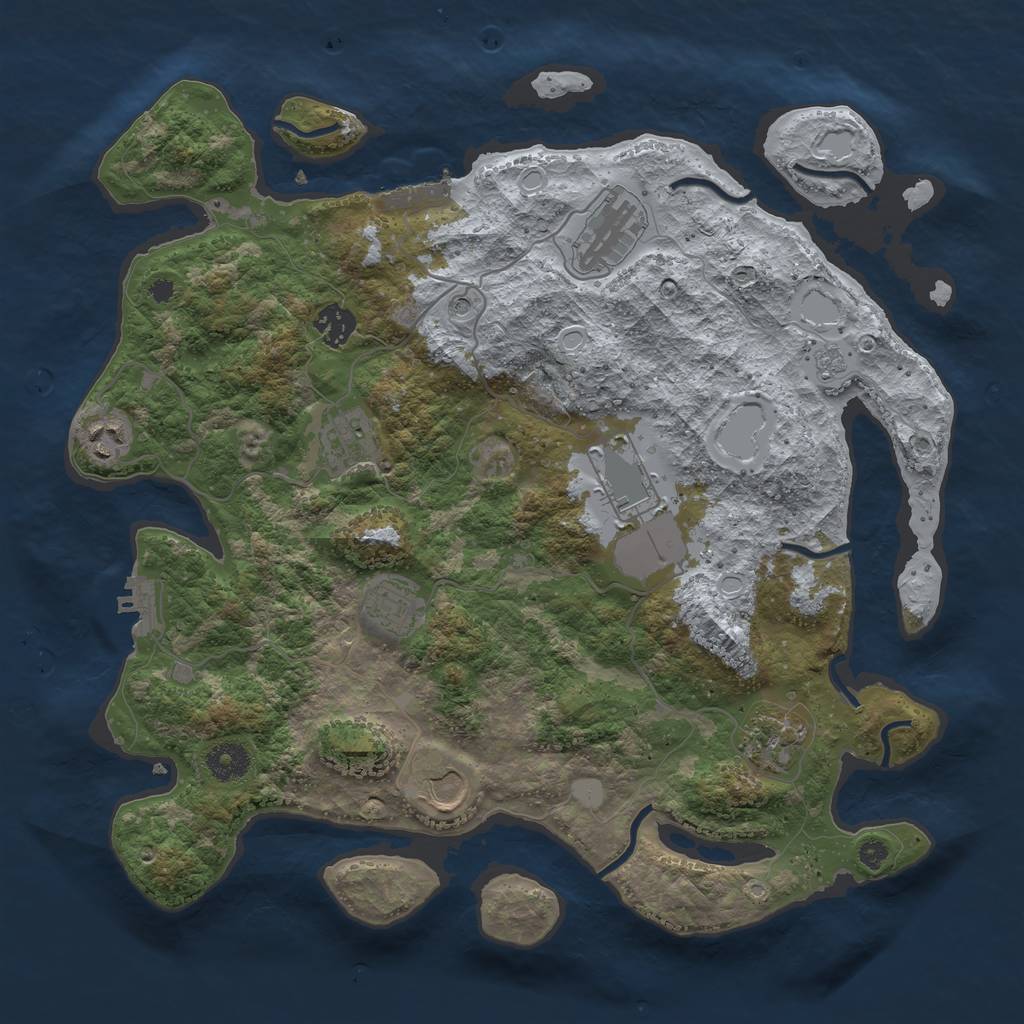 Rust Map: Procedural Map, Size: 3750, Seed: 1980434995, 17 Monuments