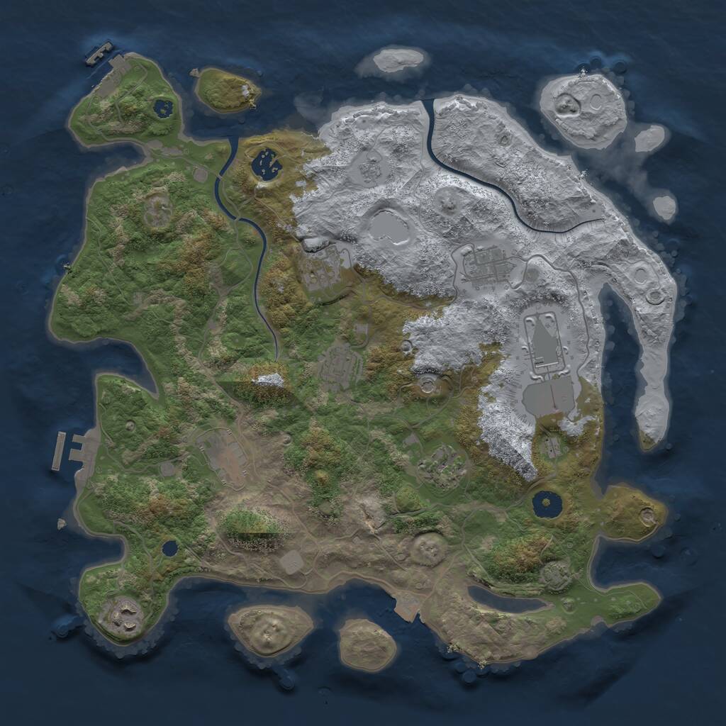 Rust Map: Procedural Map, Size: 3750, Seed: 1980434995, 14 Monuments