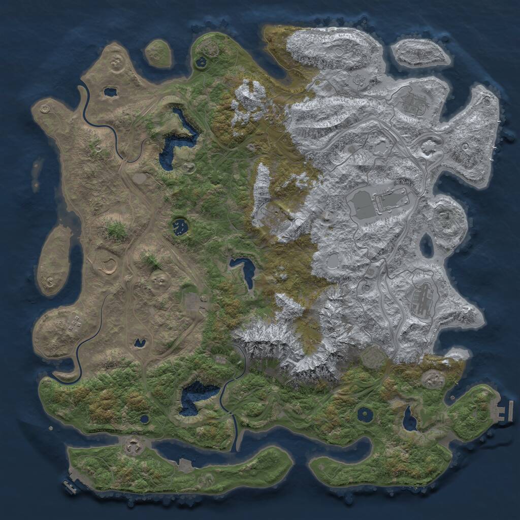Rust Map: Procedural Map, Size: 5000, Seed: 16269030, 17 Monuments