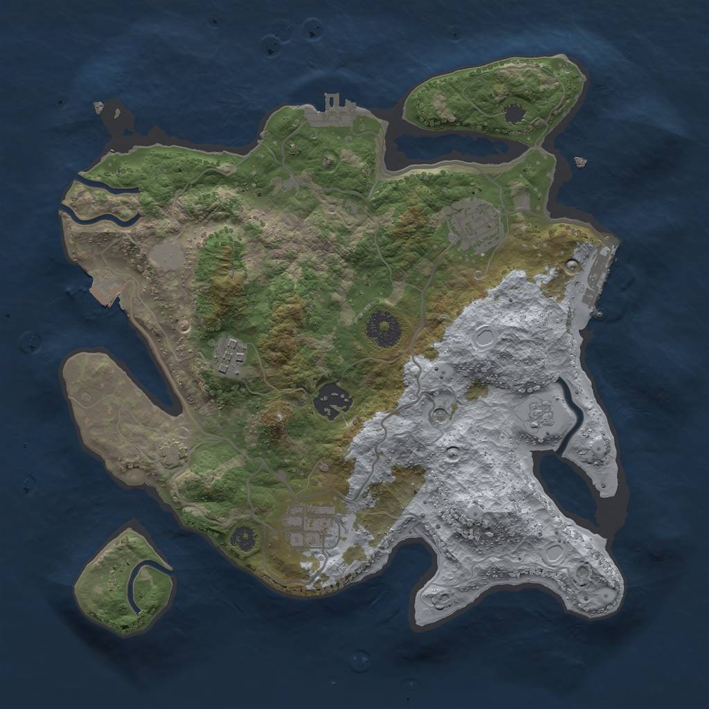 Rust Map: Procedural Map, Size: 3000, Seed: 1825731655, 12 Monuments