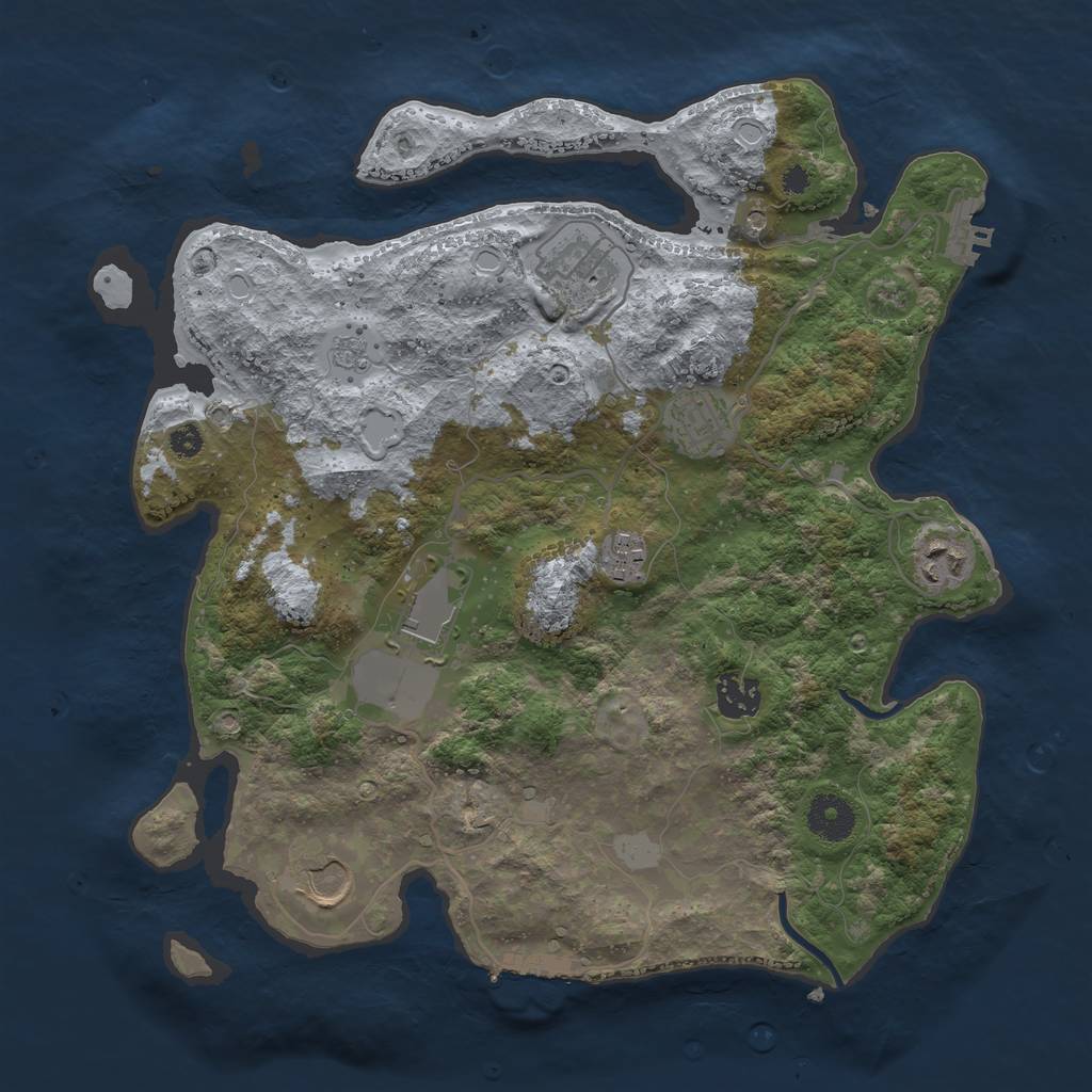 Rust Map: Procedural Map, Size: 3500, Seed: 915364445, 14 Monuments