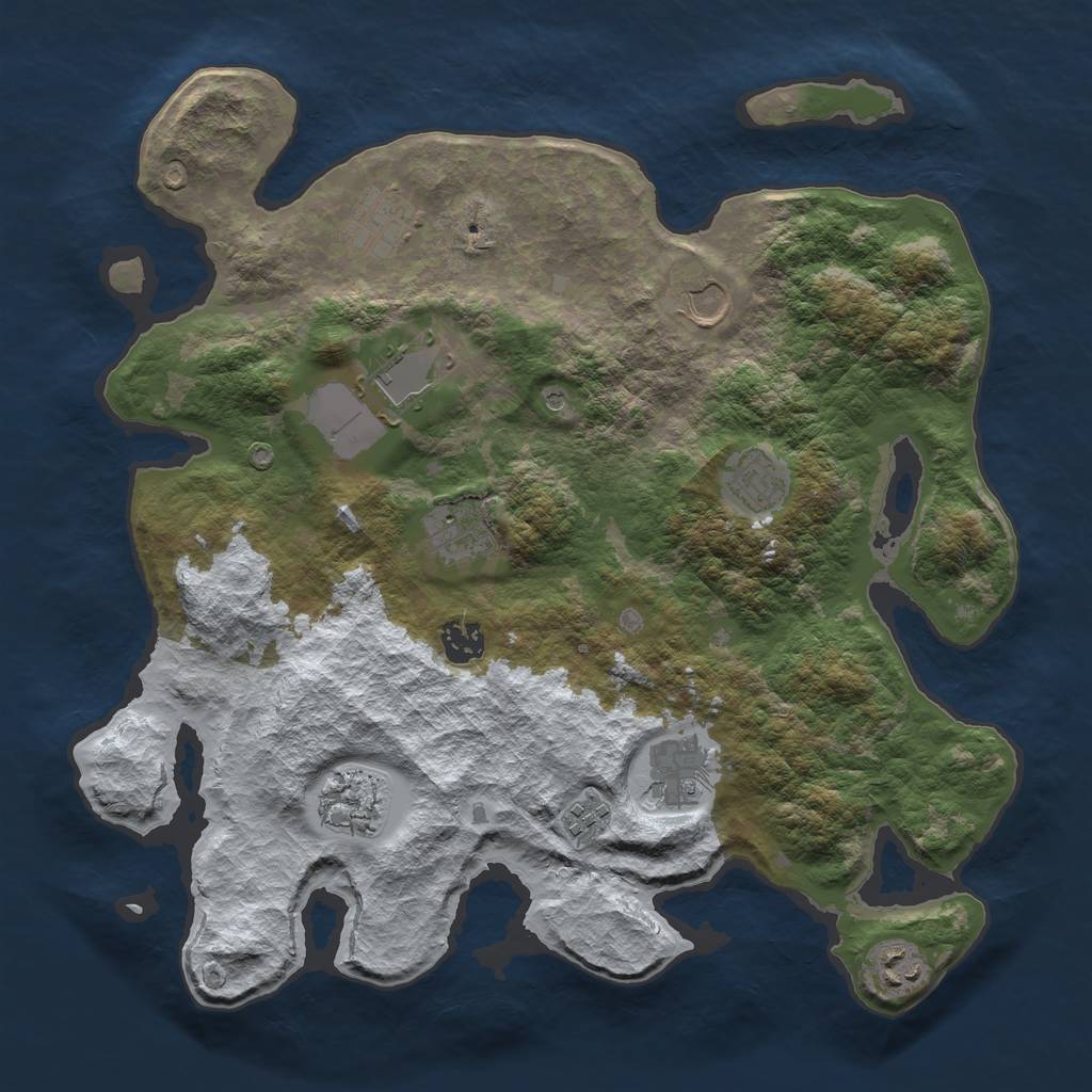 Rust Map: Barren, Size: 3700, Seed: 7, 13 Monuments