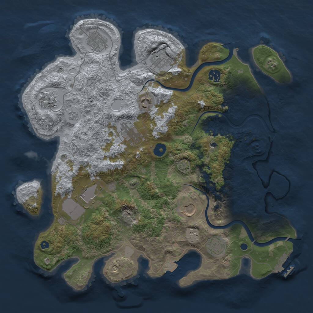 Rust Map: Procedural Map, Size: 3700, Seed: 1979994497, 15 Monuments