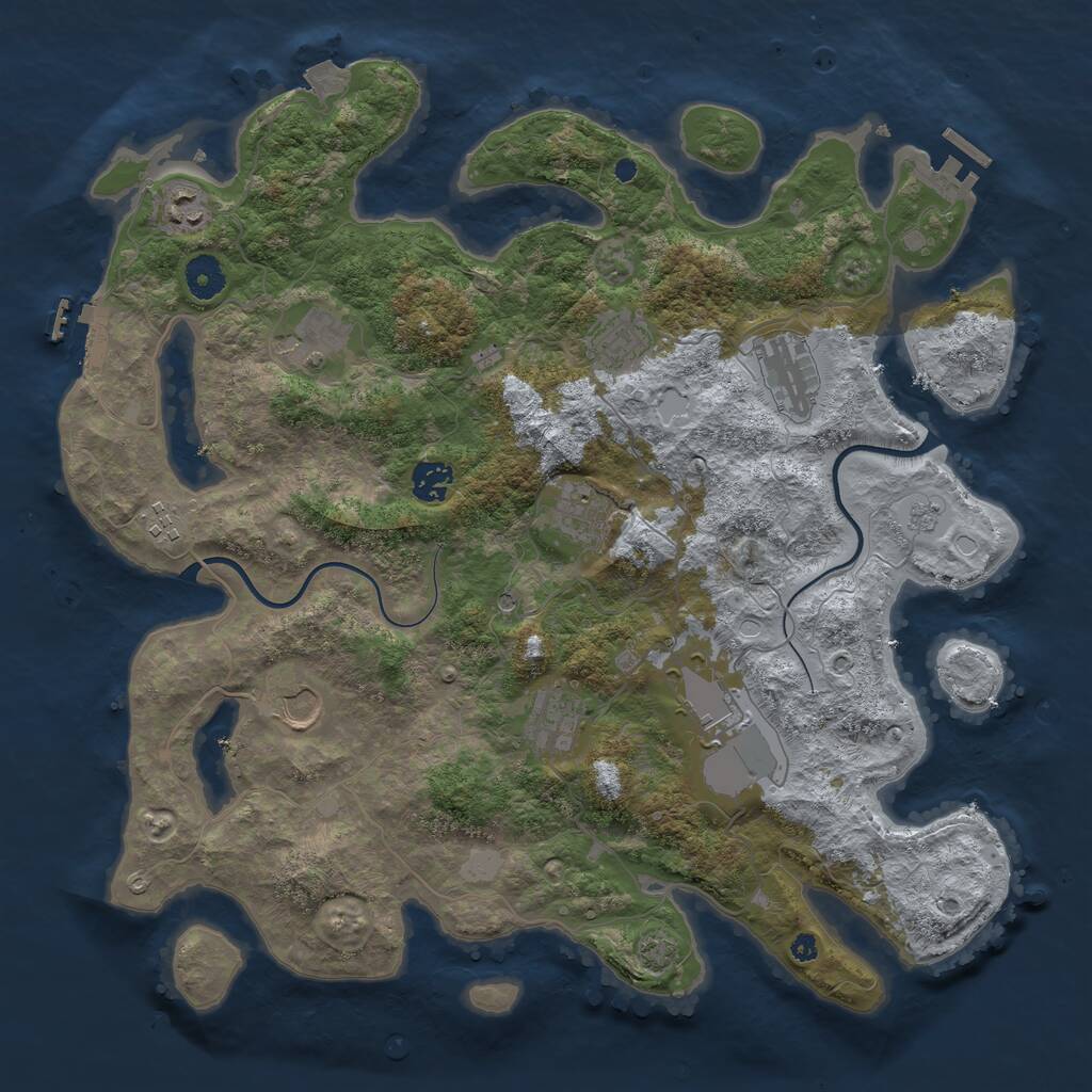 Rust Map: Procedural Map, Size: 3950, Seed: 458711749, 16 Monuments