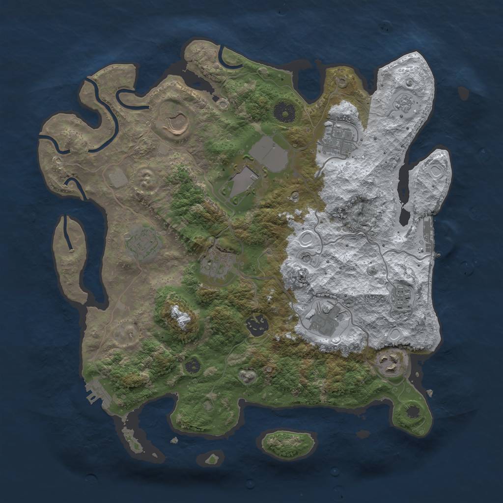 Rust Map: Procedural Map, Size: 3500, Seed: 103380019, 18 Monuments