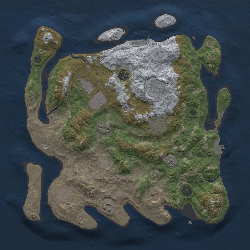 Rust Map: Procedural Map, Size: 3600, Seed: 18932, 17 Monuments