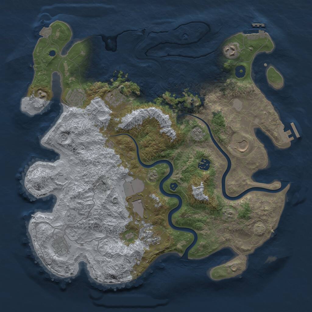 Rust Map: Procedural Map, Size: 3950, Seed: 1111996892, 15 Monuments