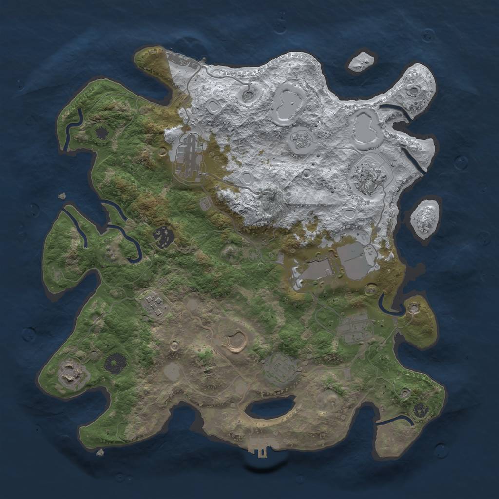 Rust Map: Procedural Map, Size: 3500, Seed: 106053943, 18 Monuments