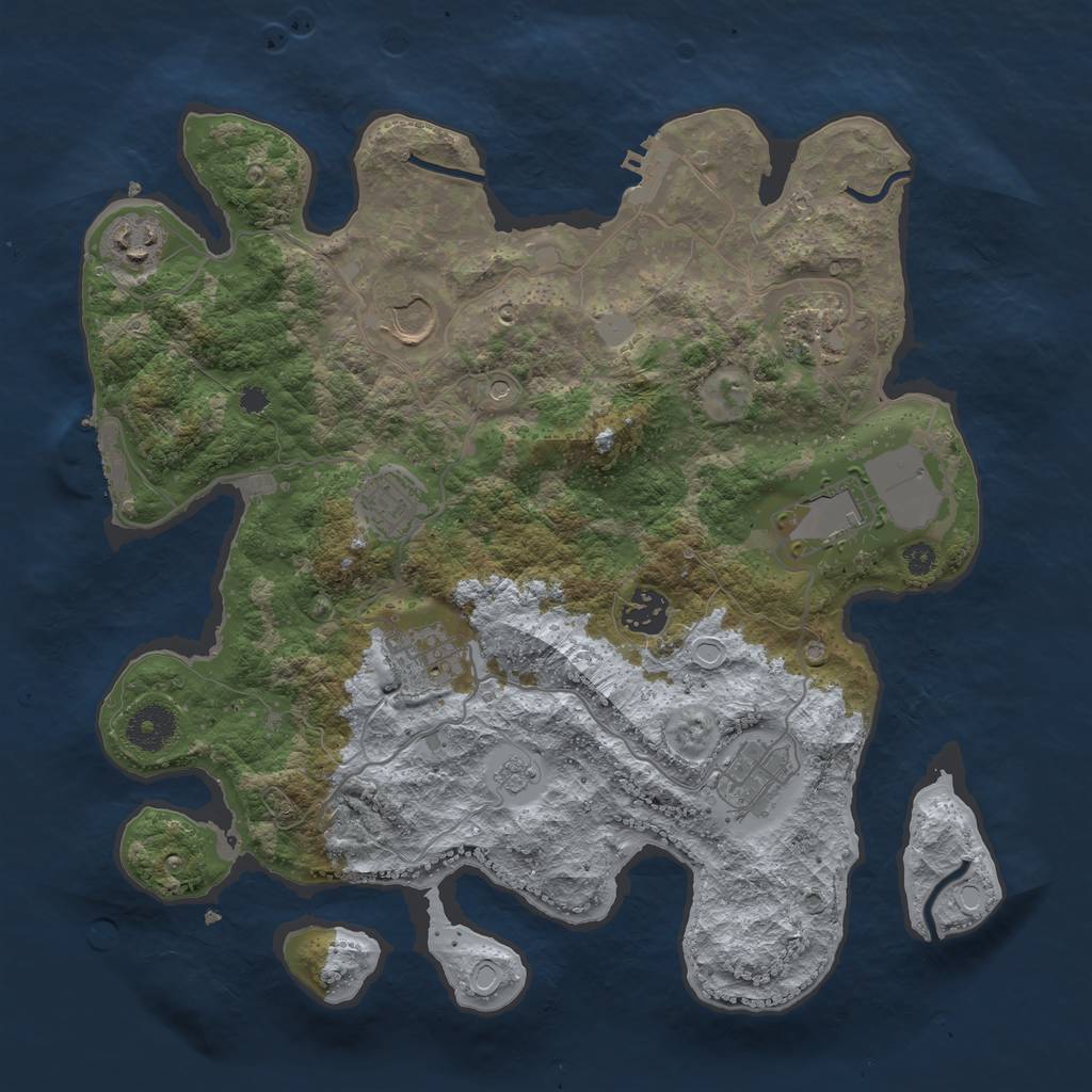 Rust Map: Procedural Map, Size: 3500, Seed: 1777298655, 17 Monuments