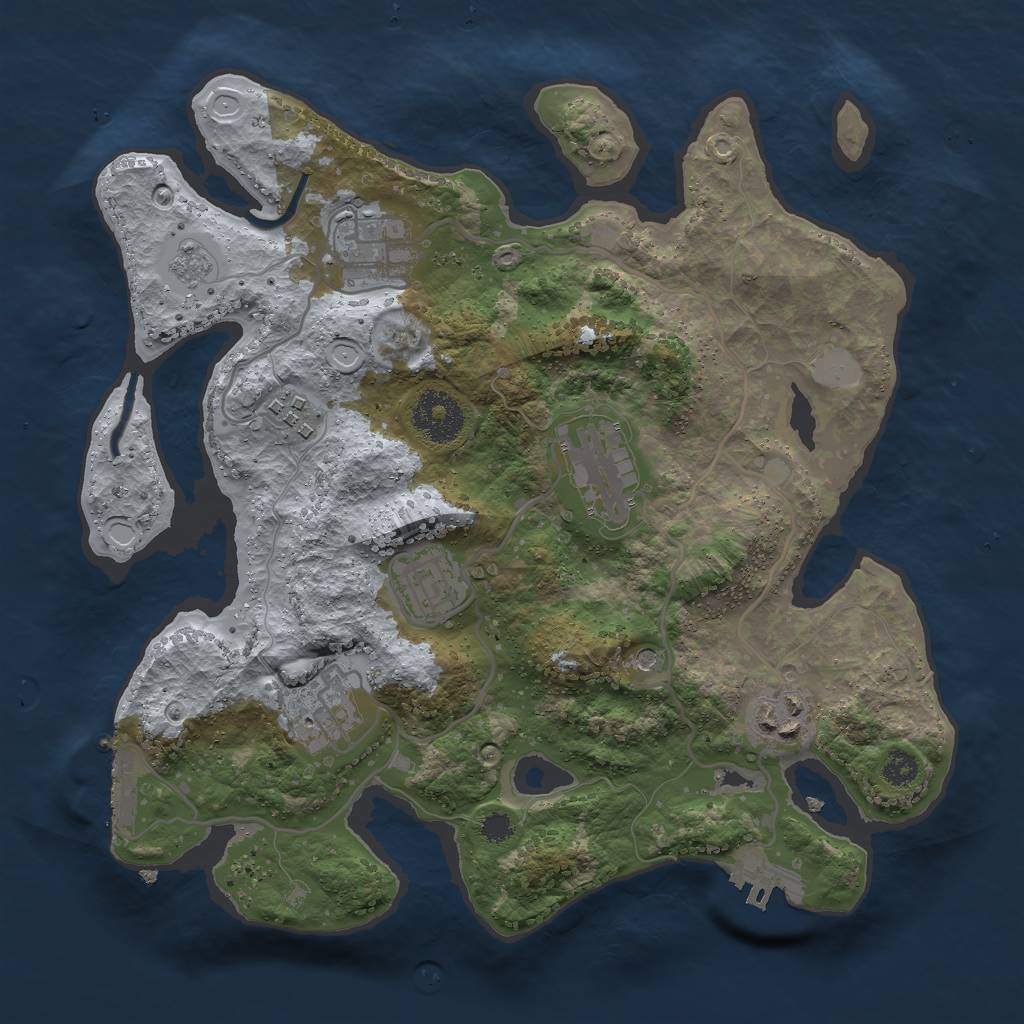 Rust Map: Procedural Map, Size: 3000, Seed: 32850144, 15 Monuments
