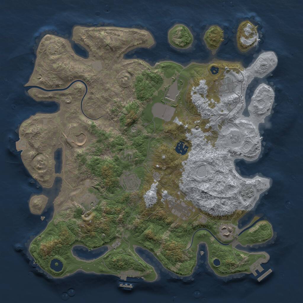 Rust Map: Procedural Map, Size: 3600, Seed: 776543210, 15 Monuments