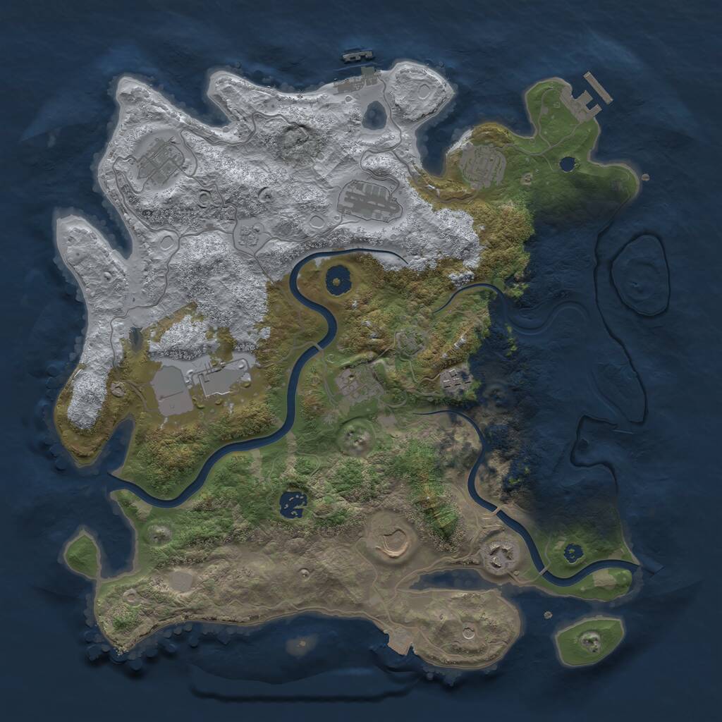 Rust Map: Procedural Map, Size: 3850, Seed: 1298723113, 15 Monuments