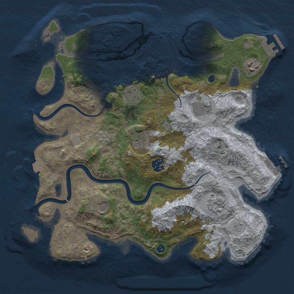 Rust Map: Procedural Map, Size: 3500, Seed: 503079048, 14 Monuments