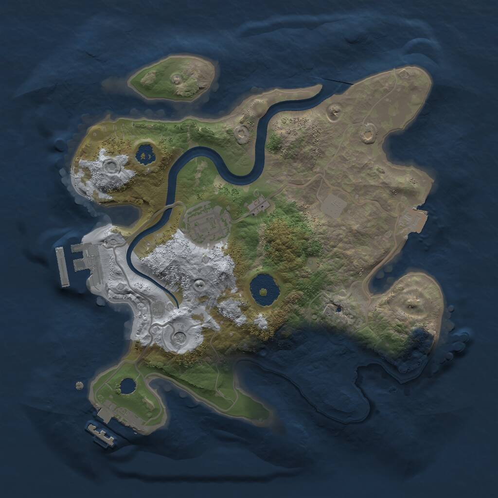 Rust Map: Procedural Map, Size: 2500, Seed: 2517123, 5 Monuments