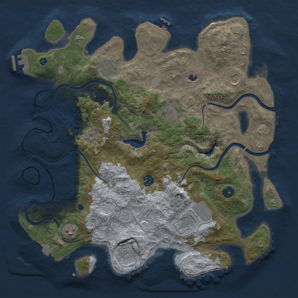 Rust Map: Procedural Map, Size: 4000, Seed: 1016058212, 14 Monuments