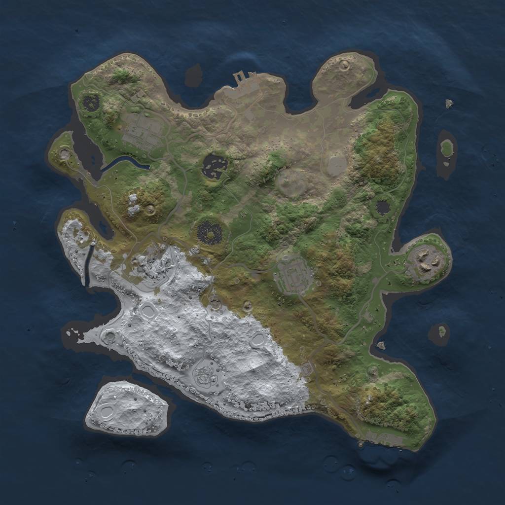 Rust Map: Procedural Map, Size: 3000, Seed: 379664, 14 Monuments