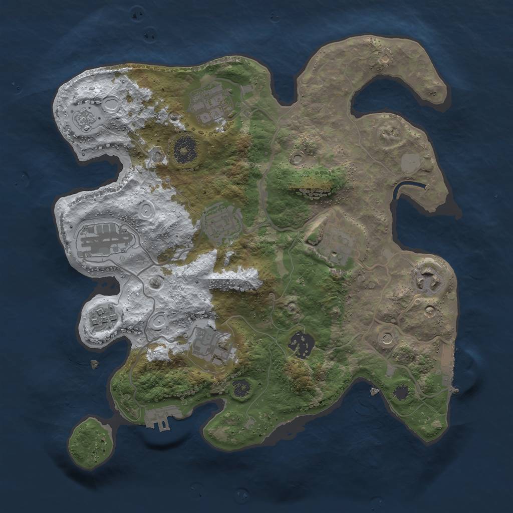 Rust Map: Procedural Map, Size: 3000, Seed: 823128922, 17 Monuments