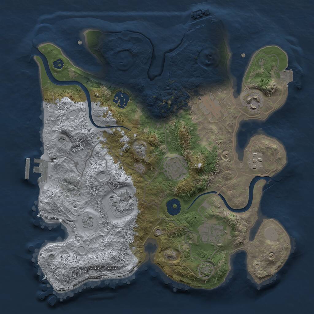 Rust Map: Procedural Map, Size: 3000, Seed: 224961849, 13 Monuments