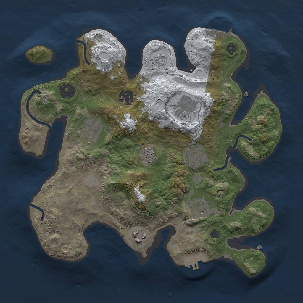 Rust Map: Procedural Map, Size: 3000, Seed: 72594, 15 Monuments